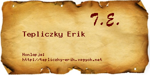 Tepliczky Erik névjegykártya